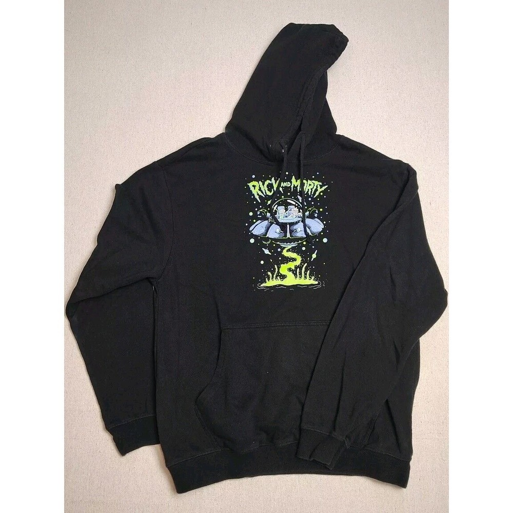 Ripple Junction Rick And Morty Spaceship Cruiser Black Hoodie Size Medium EE‎